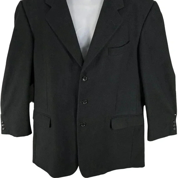 Hickey Freeman Mens 44 Long 100% Cashmere Black Sport Coat Wedding Old Money - Picture 6 of 16